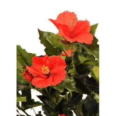 Fleur artificielle en piquet Hibiscus - plante fleurie synthétique - H.45cm rouge