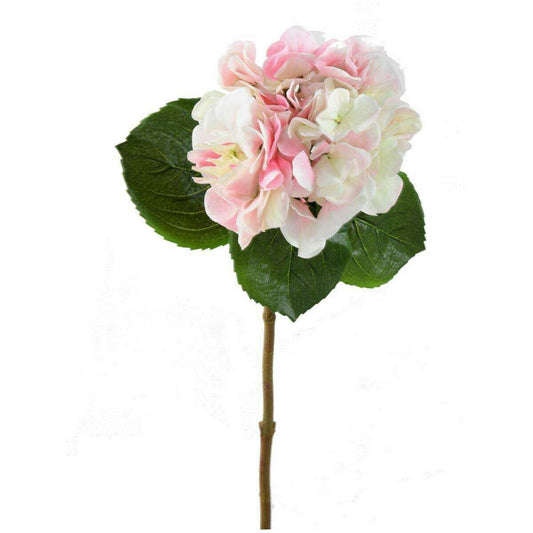 Fleur artificielle Hortensia bicolore - création bouquet - H.60cm blanc rose