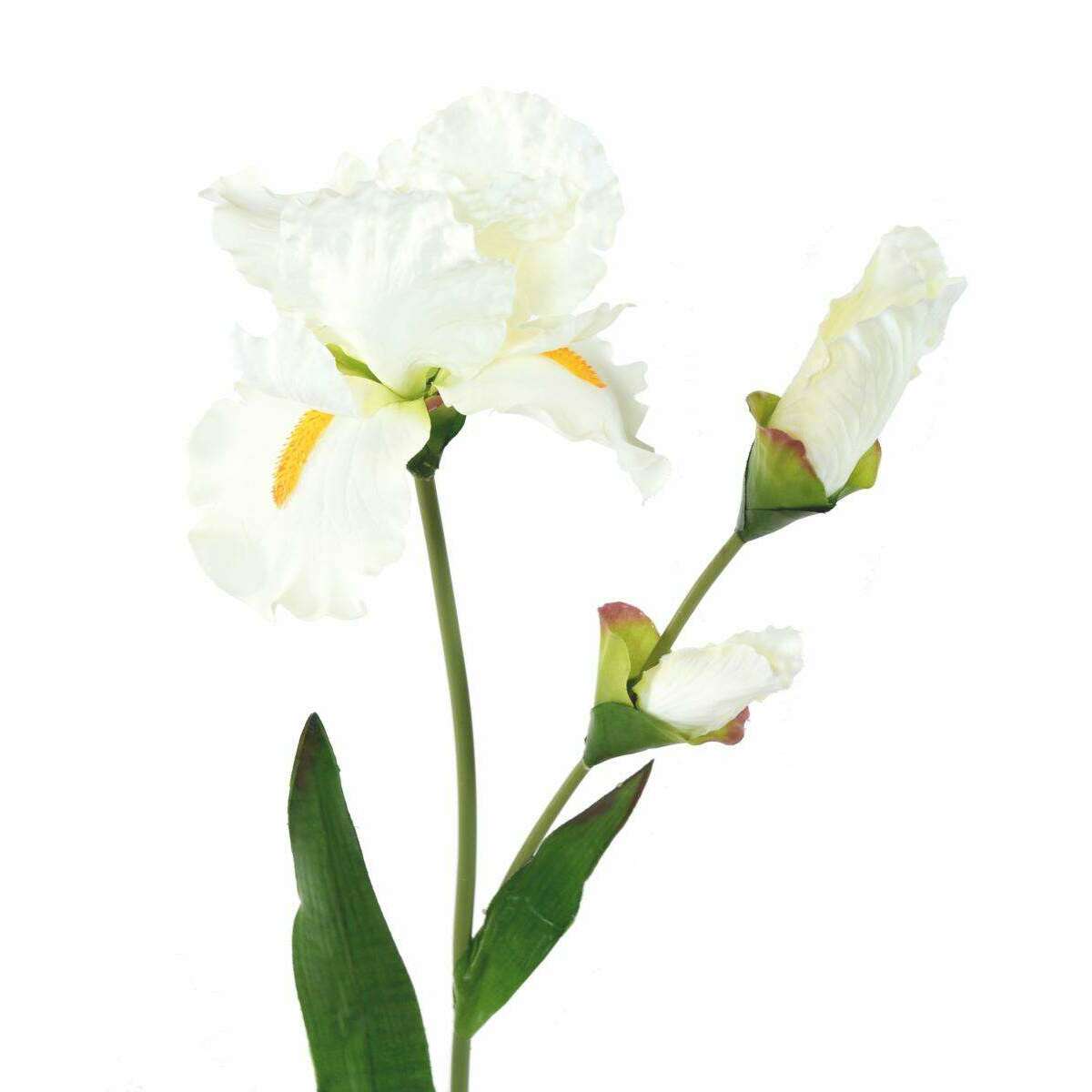 Fleur artificielle iris 1 fleur 2 boutons - décoration d'intérieur - H. 74cm blanc