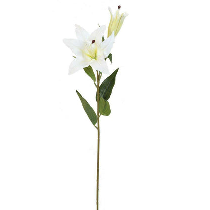 Fleur artificielle Lys 1 fleur et 1 bouton - création de bouquet - H.73 cm blanc