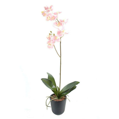 Fleur artificielle Orchidée Phalaenopsis 12 fleurs - plante en piquet - H.90cm rose clair