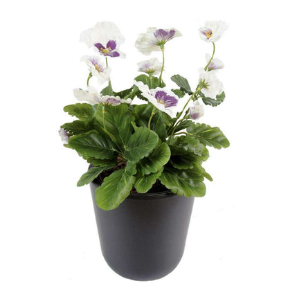 Fleur artificielle Pensée - plante d'intérieur en piquet - H.26cm blanc lavande