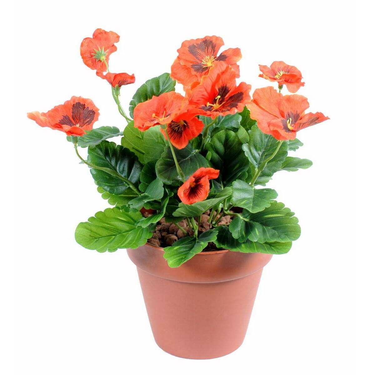 Fleur artificielle Pensée - plante d'intérieur en piquet - H.26cm rouge