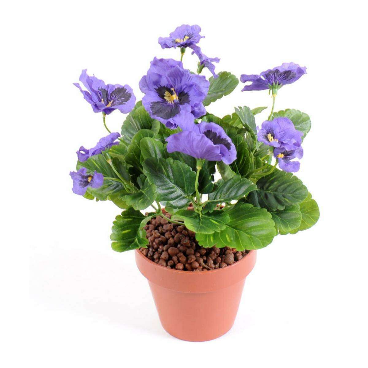 Fleur artificielle Pensée - plante d'intérieur en piquet - H.26cm violet