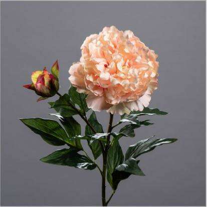 Fleur artificielle Pivoine haut de gamme - composition florale - H.88cm crème rose