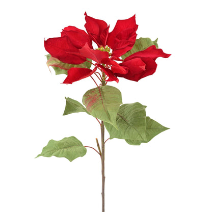 Fleur artificielle Poinsettia - composition florale - H.80cm rouge