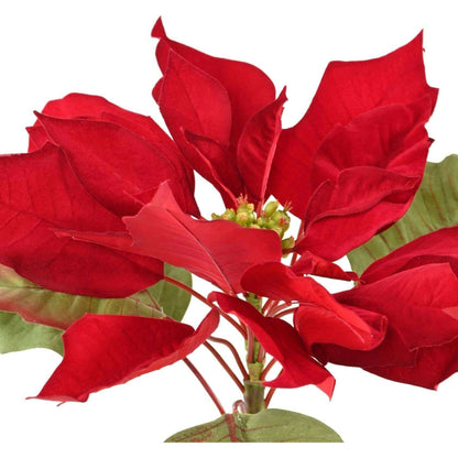 Fleur artificielle Poinsettia - composition florale - H.80cm rouge