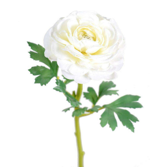 Fleur artificielle Renoncule en tissu - création de bouquet - H.58 cm blanc