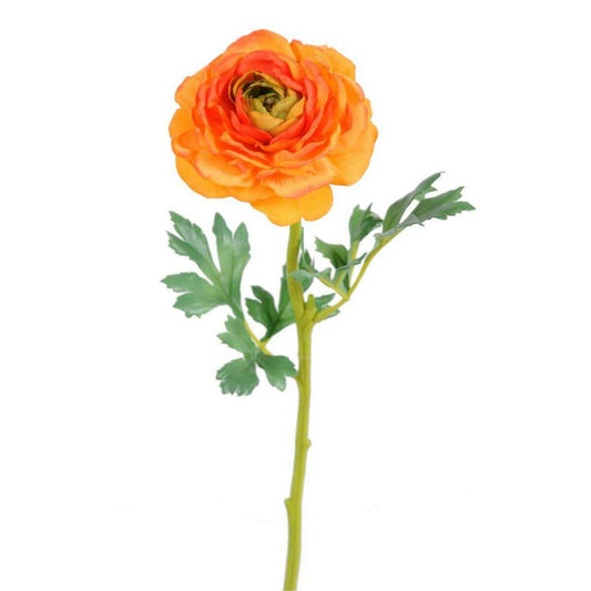 Fleur artificielle Renoncule en tissu - création de bouquet - H.58cm orange