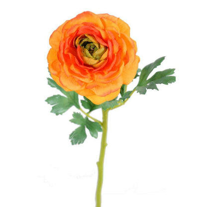 Fleur artificielle Renoncule en tissu - création de bouquet - H.58cm orange