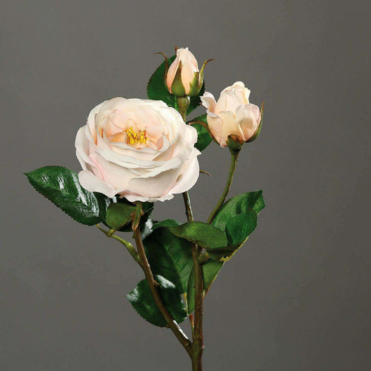 Fleur artificielle rose 1F 2B - décoration florale d'intérieur - H.46cm saumon