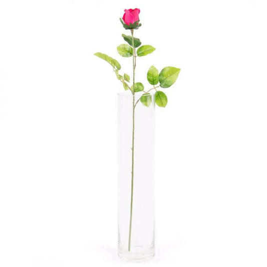 Fleur artificielle rose bouton - composition bouquet - H.67cm fuchsia