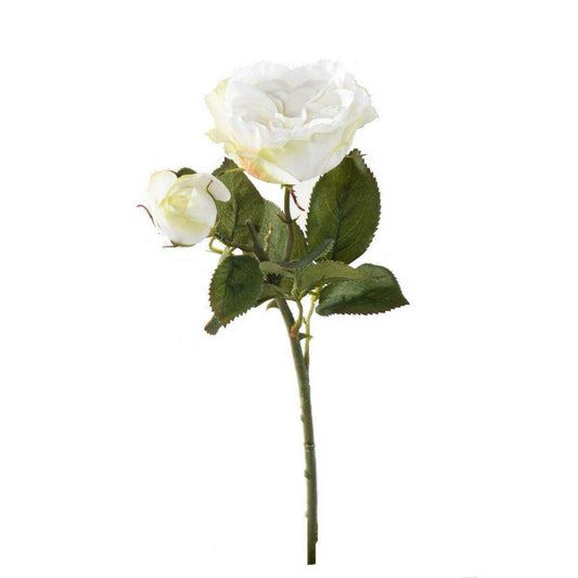 Fleur artificielle rose fresh touch - décoration intérieure - H.43cm blanc