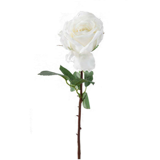 Fleur artificielle rose Olive - Tergal enduit haute gamme - H.70cm blanc