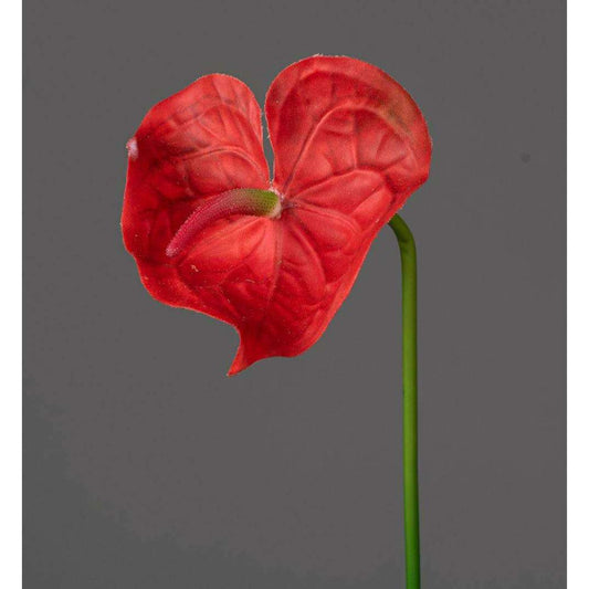 Fleur artificielle tige d'Anthurium - décoration florale - H.66cm rouge