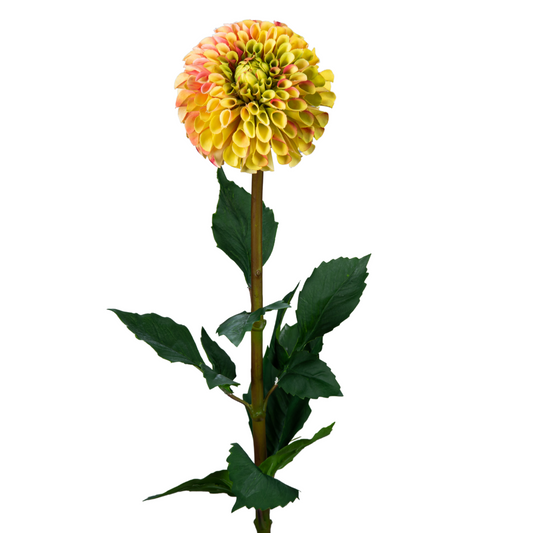 Fleur artificielle tige de Dahlia - composition florale - H.96cm jaune