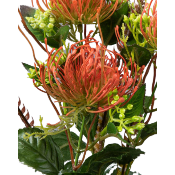 Fleur artificielle tige de Protea - création florale intérieur - H.82cm vert brique