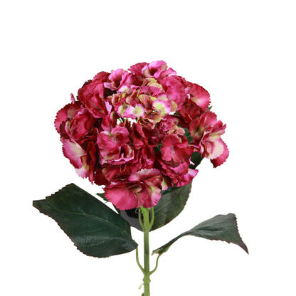 Fleur artificielle tige d'Hortensia - création bouquet - H.68cm pourpre vert