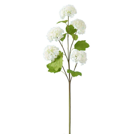 Fleur artificielle Viburnum 5 boules de fleurs - composition bouquet - H.75cm blanc