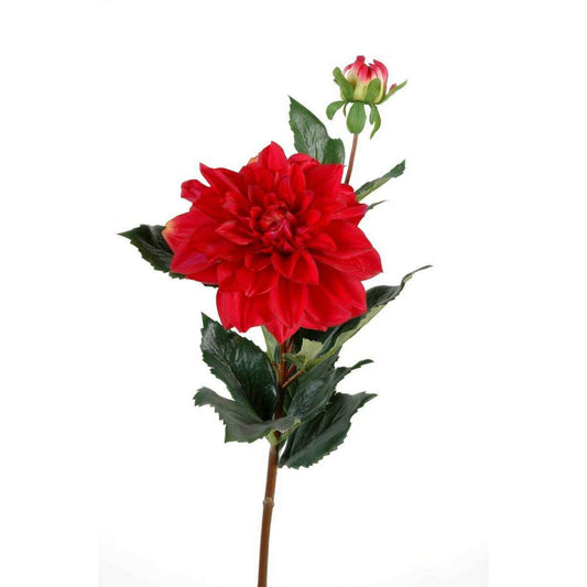 Fleur coupée artificielle Dahlia - création de bouquet - H.70 cm rouge