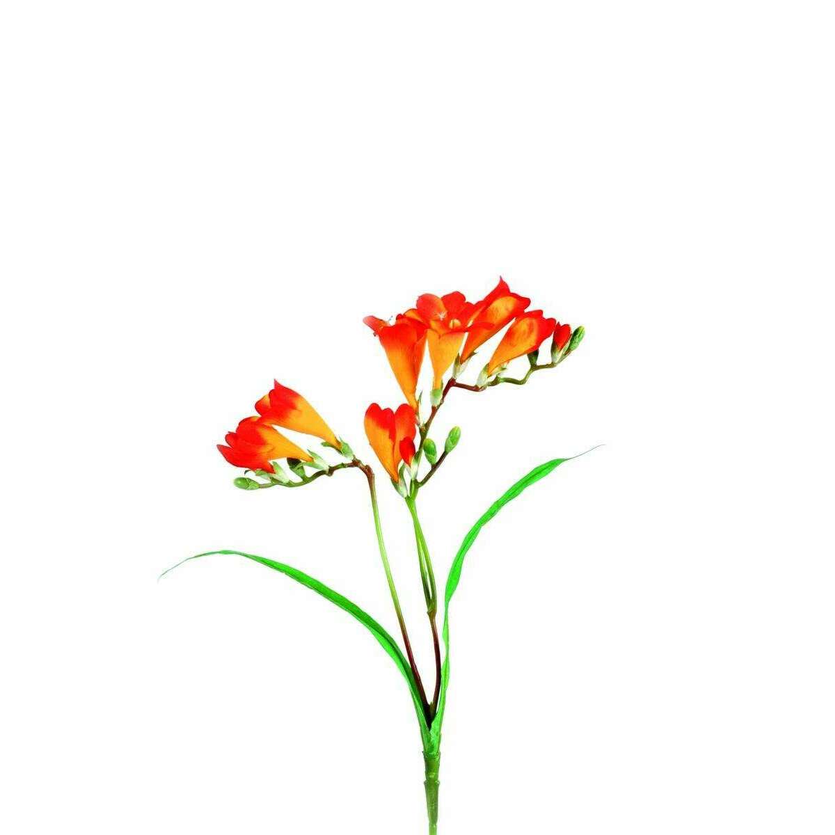 Fleur coupée artificielle Freesia - création de bouquet - H.60 cm orange