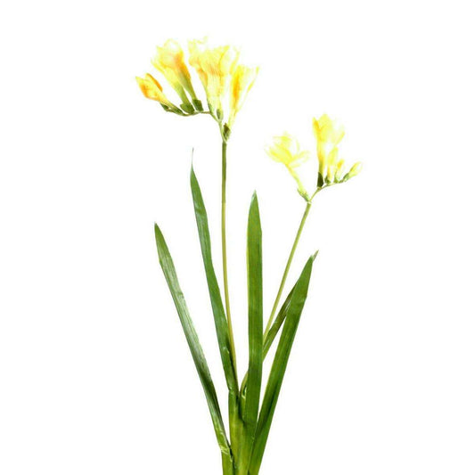 Fleur coupée artificielle Freesia large - création de bouquet - H.60cm jaune