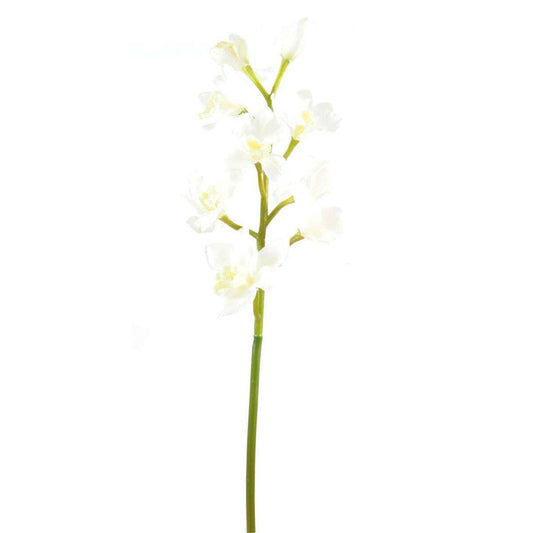 Fleur coupée Orchidée Cymbidium - création bouquet artificiel - H.100cm blanc