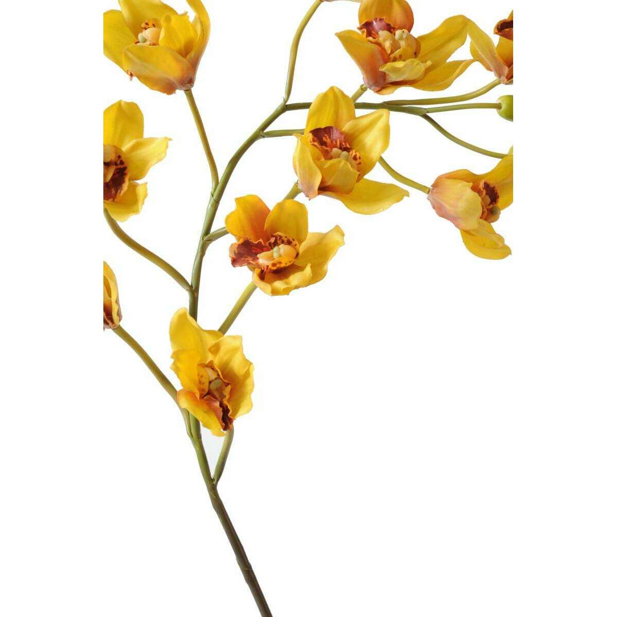 Fleur coupée Orchidée Cymbidium - plante artificielle en piquet - H.80cm jaune