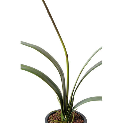 Fleur coupée Orchidée Cymbidium - plante artificielle en piquet - H.80cm jaune