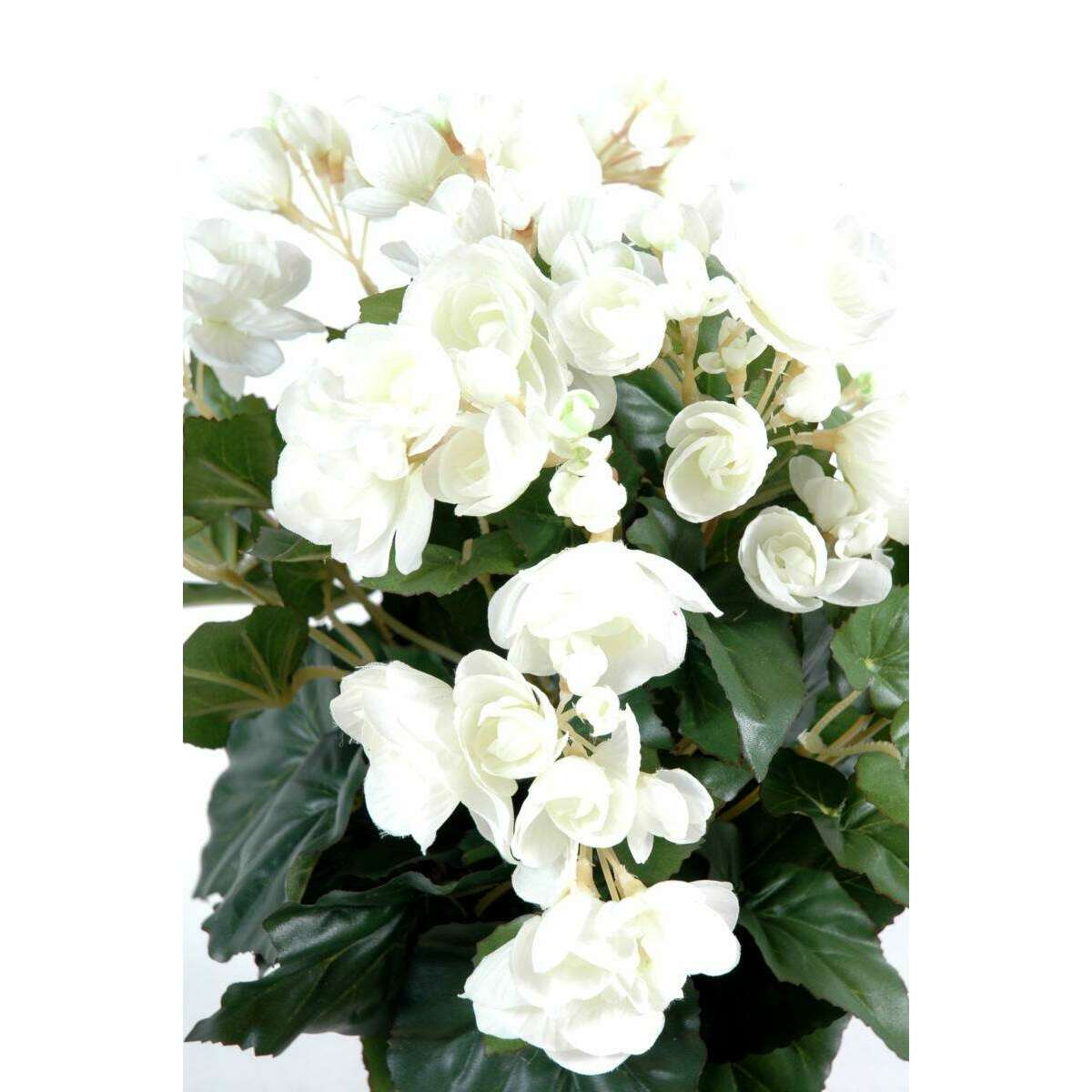 Fleurs artificielles Bégonia - plante en piquet - H.30 cm blanc