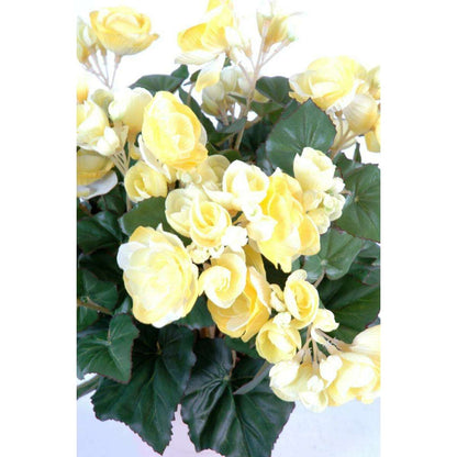 Fleurs artificielles Bégonia mini - plante en piquet - H.20 cm jaune