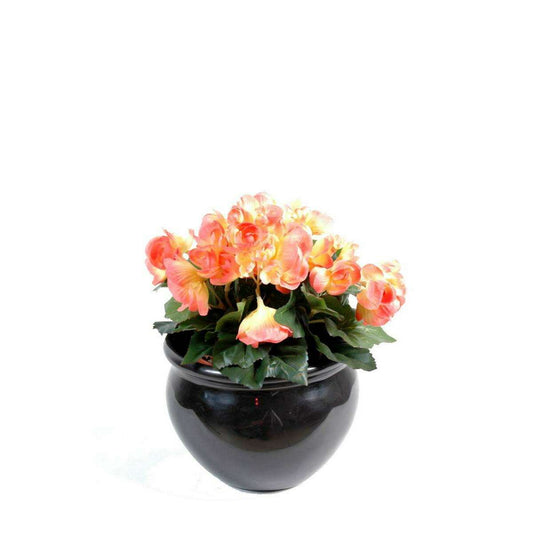 Fleurs artificielles Bégonia mini - plante en piquet - H.20 cm rose