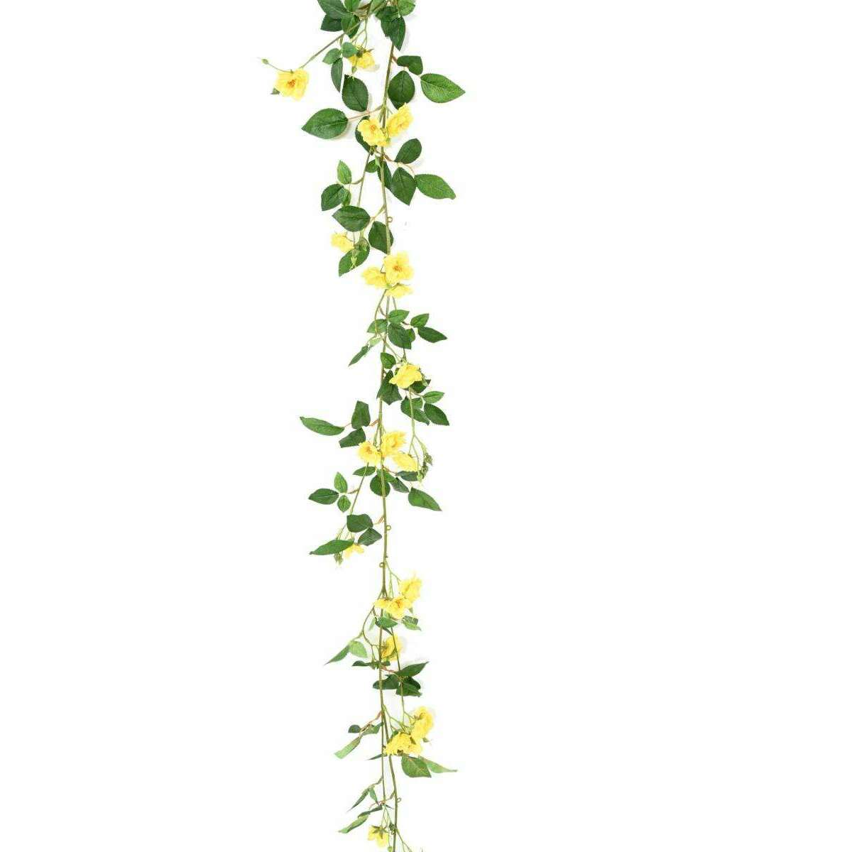 Fleurs artificielles Guirlande de rose mini - décoration d'intérieur - H.180cm jaune