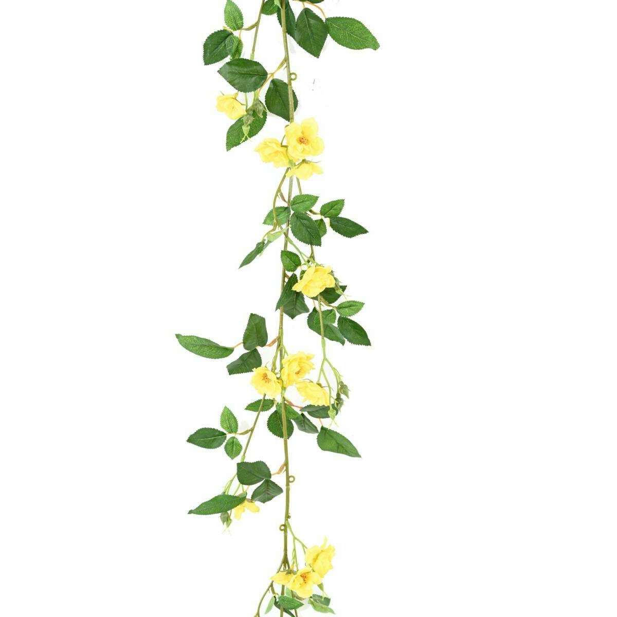 Fleurs artificielles Guirlande de rose mini - décoration d'intérieur - H.180cm jaune