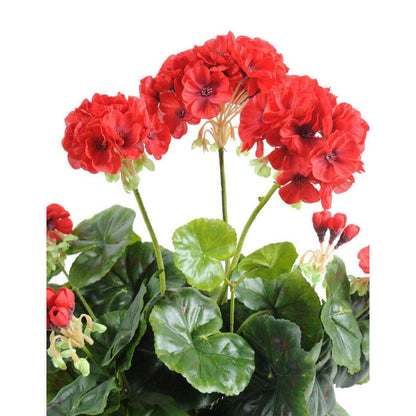 Géranium en piquet 5 têtes - Plante fleurie artificielle - H.40cm rouge