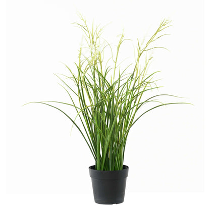 Graminée artificielle Acorus fleuri en pot - plante d'extérieur - H.45cm vert blanc