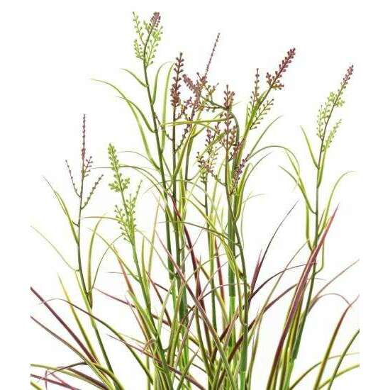 Graminée artificielle Acorus fleuri en pot - plante d'extérieur - H.45cm vert violet