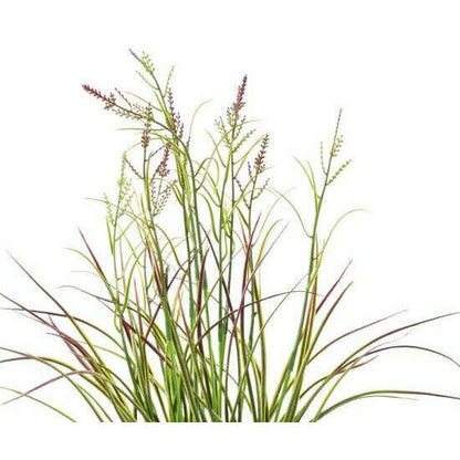 Graminée artificielle Acorus fleuri en pot - plante d'extérieur - H.45cm vert violet