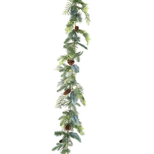 Guirlande artificielle de Noël 6 pommes de pin - déco intérieur - H.180cm