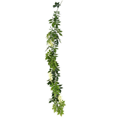 Guirlande artificielle Glycine - feuillage pour intérieur - H.180cm crème