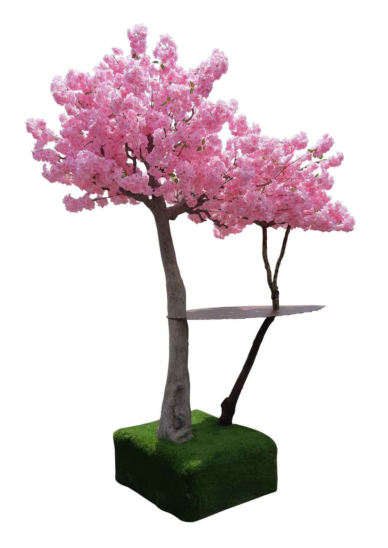 Arbre mange debout Cerisier artificiel fleuri UV - intérieur extérieur - H.280cm rose