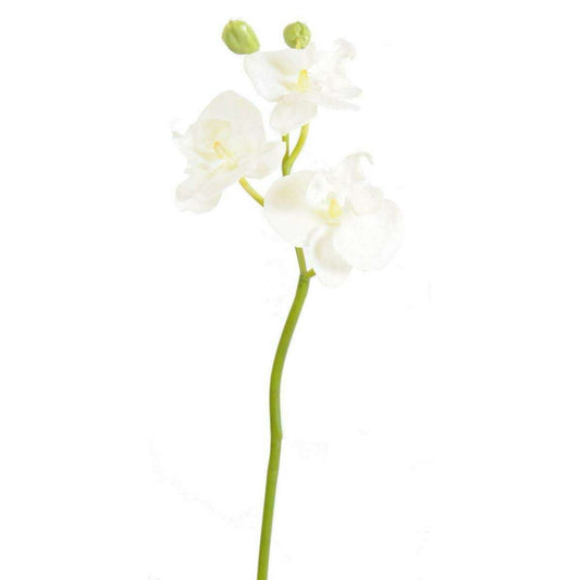 Mini Orchidée artificielle Phalaenopsis 3 fleurs - Fresh Touch - H.45 cm blanc