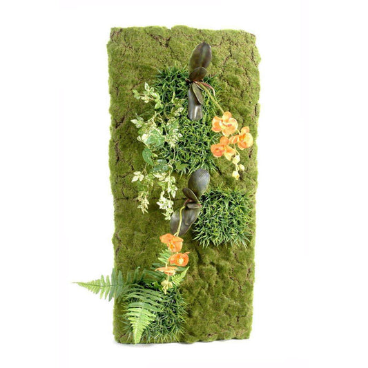 Mur végétal artificiel Orchidée Fougère - décoration murale - 88x40cm vert jaune