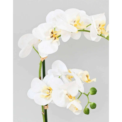 Orchidée Phalaenopsis artificielle en pot blanc - plante d'intérieur - H.55cm