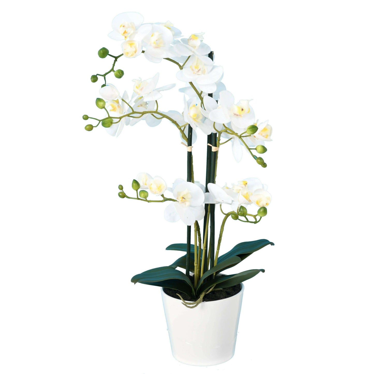 Orchidée Phalaenopsis artificielle en pot blanc - plante d'intérieur - H.70cm