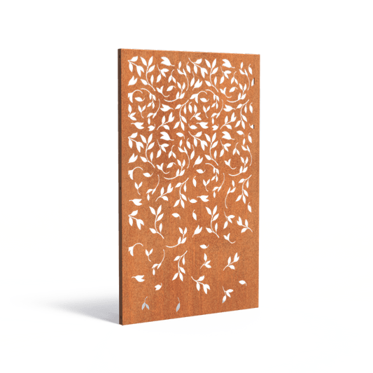 Panneau Acier Corten décors naturel feuillage - jardin terrasse - H.180x110cm rouille