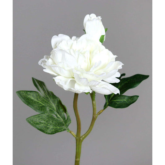 Pivoine artificielle 1 fleur 1 bouton - création de bouquet - H.34cm blanc