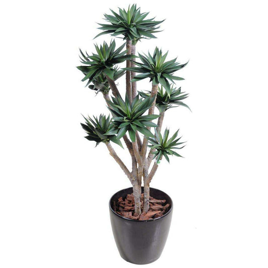 Plante artificielle Agave 9 têtes - succulente pour intérieur - H.105cm vert