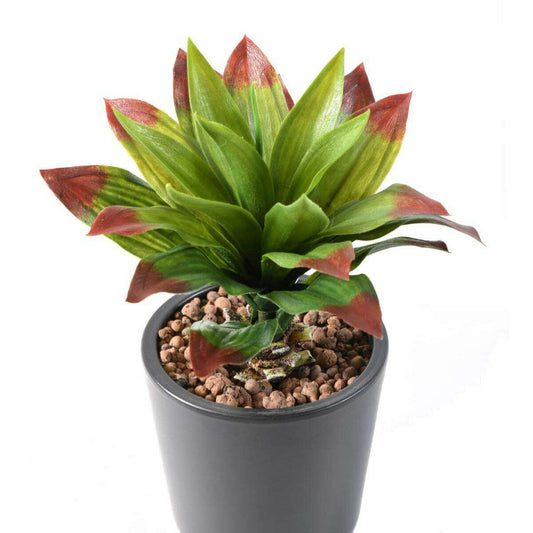 Plante artificielle Agave en piquet - cactus artificiel extérieur - H.35cm vert rouge