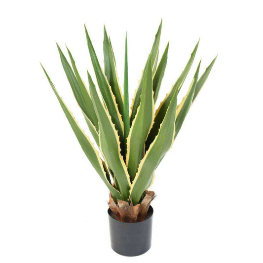 Plante artificielle Agave Furcraea - intérieur extérieur - H. 80cm vert jaune